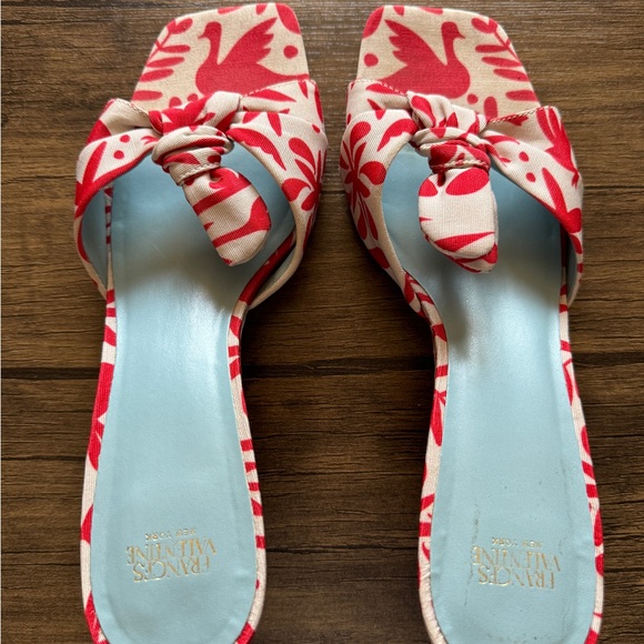 Frances Valentine Red and White Patterned Heels - Picture 10 of 11